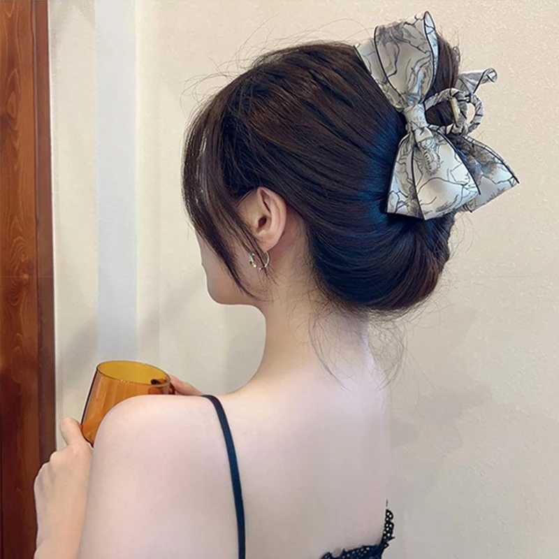 Korean Bowknot Vintage Large Hair Claw Clips Women Elegant Bow Barrette Crab Hairpins Girls Headwear Hair Accessories Female Z250707