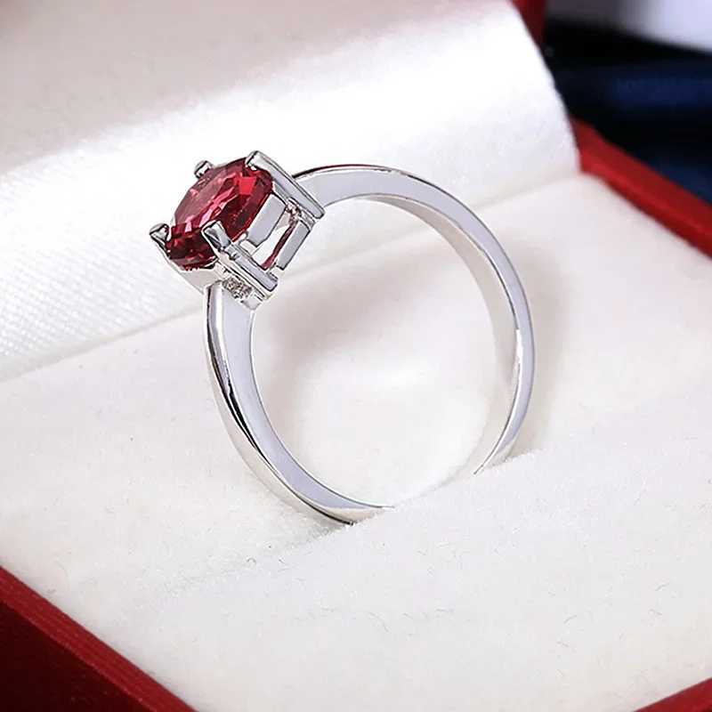 Red Ruby Oval Egg Shape Gemstone Sterling 925 Silver Wedding Rings For Women Bridal Fine Jewelry Engagement Ring Accessories XJ250707