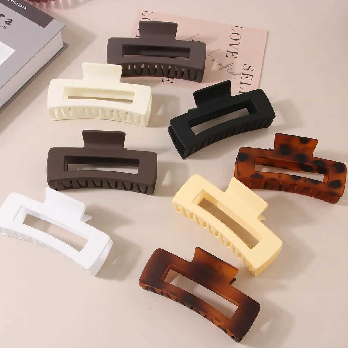 10.5CM Solid Hair Claw Elegant Hairpins Barrette Crab Hair Clips For Women Girls Korean Square Hair Accessories Simple Hair Accessories Y250707