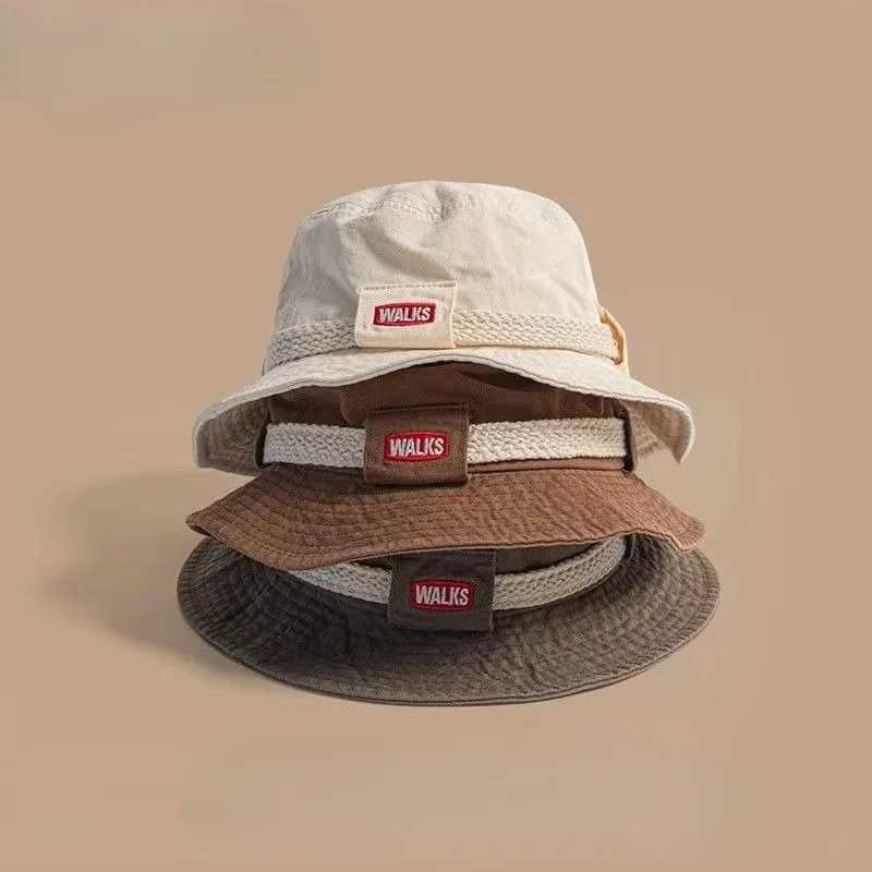 2025 New American Vintage Letter Bucket Hats for Men and Women Spring Summer UV Protection Hiking Hat Climbing Sunshade Fisherman Caps Y250707