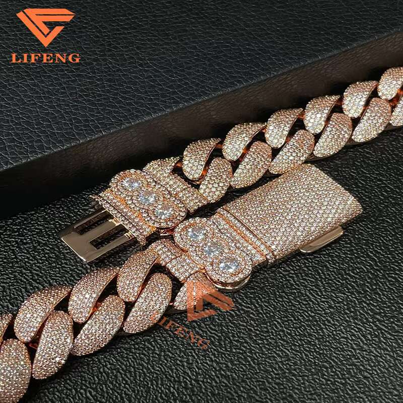 2025 New Design Hot Sale 20mm Fashion Link Chain Special Lock Design with VVS Moissanite with GRA Certificate