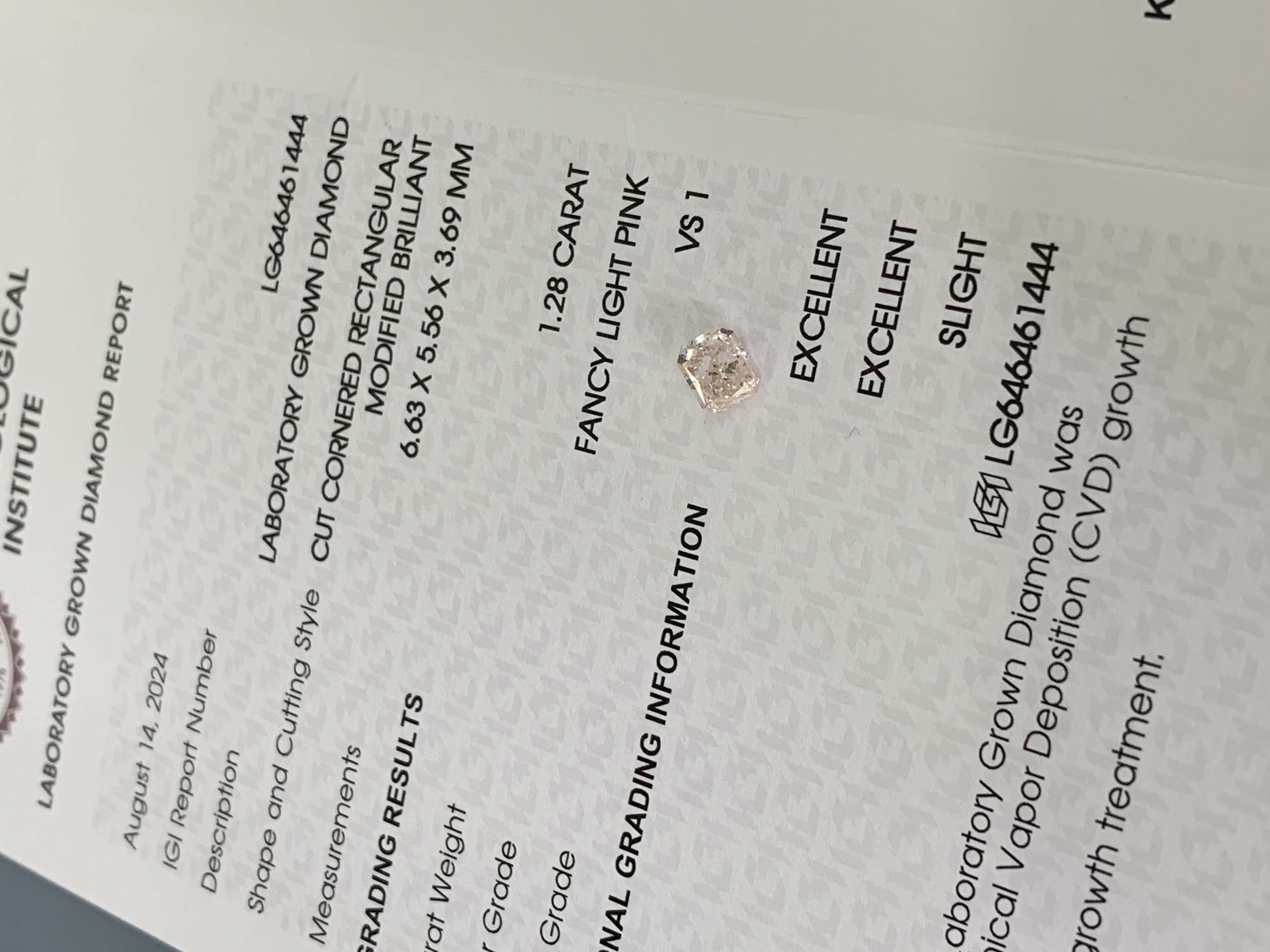 Wholesale 1-10ct Lab Radiant Diamond IGI Certified VVS Clarity Loose Diamonds Jewelry CVD Lab Grown Fancy Light pink Diamond