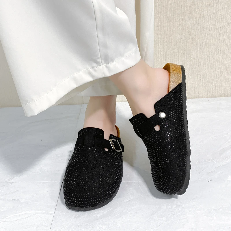 New designer slides clogs slippers Crystal Chunky Outdoors Mules womens sliders Summer slipper Buckled Luxury sandals Casual Beach flip flops size 35-