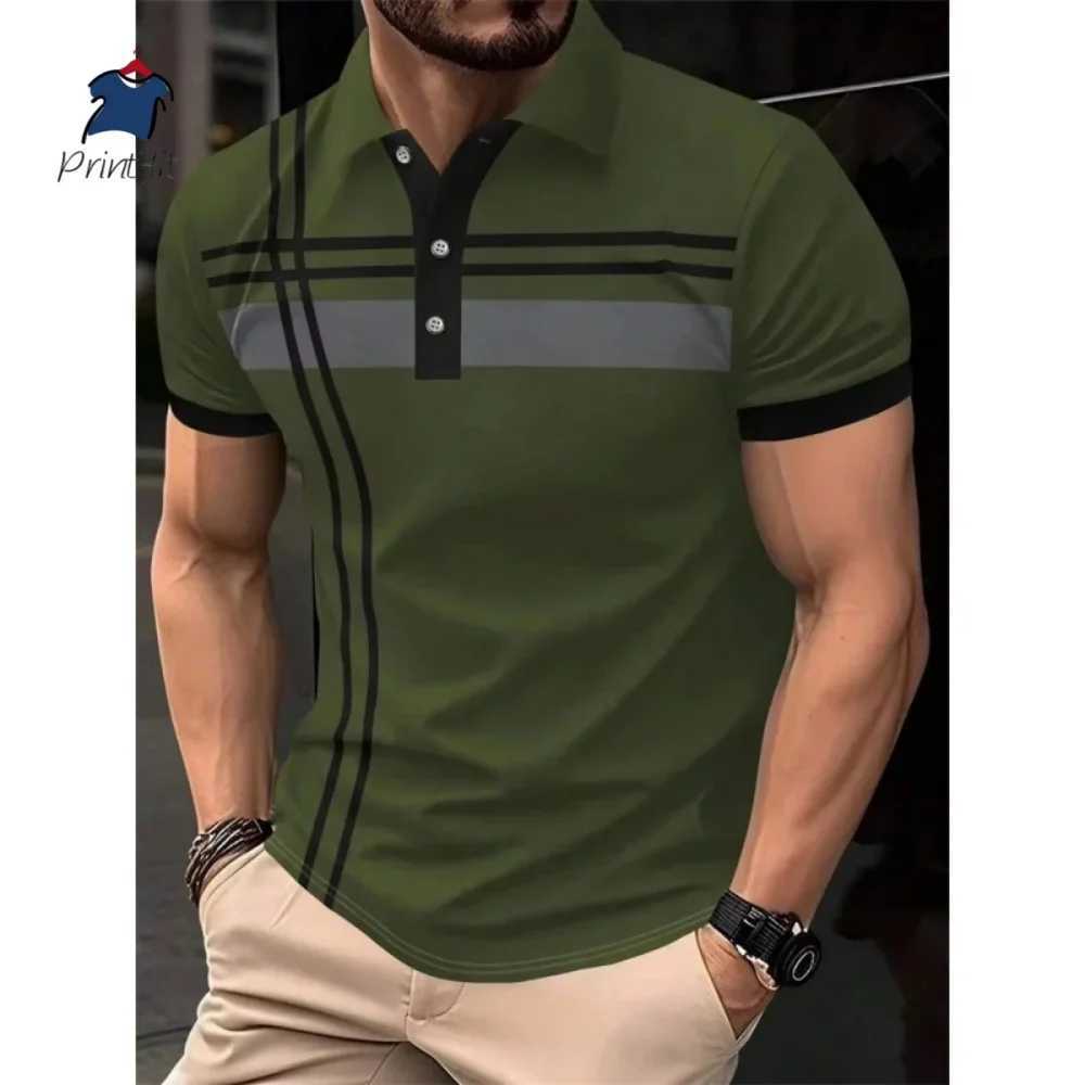 2025 Mens T-shirt Classic Short Sleeve Polo Shirt Summer Top Casual T-shirt Button Lapel Super Large S-3XL Casual Polo Shirt Y250707 Y250707