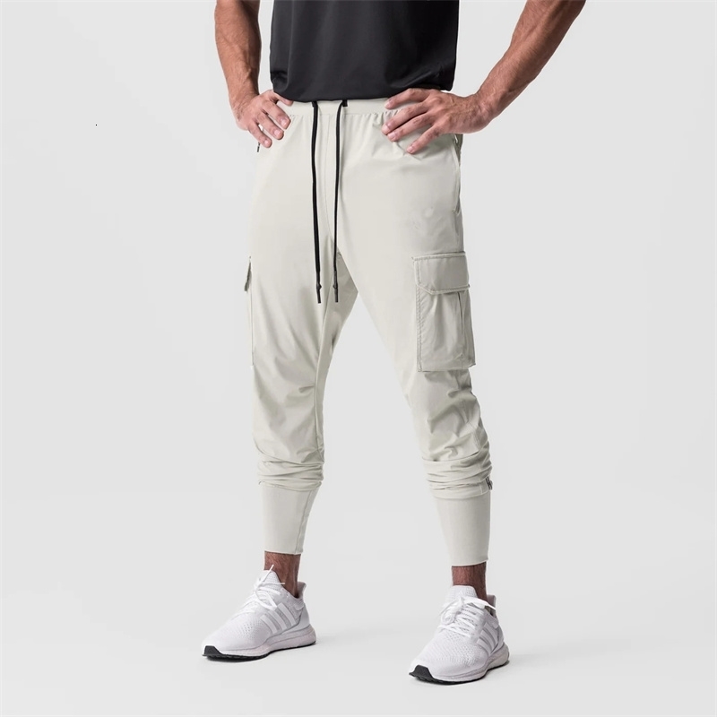 Cargo Pants Gym Mens MultiPocket Straight Bottom Sports Fitness Men Casual Trousers Track 250611