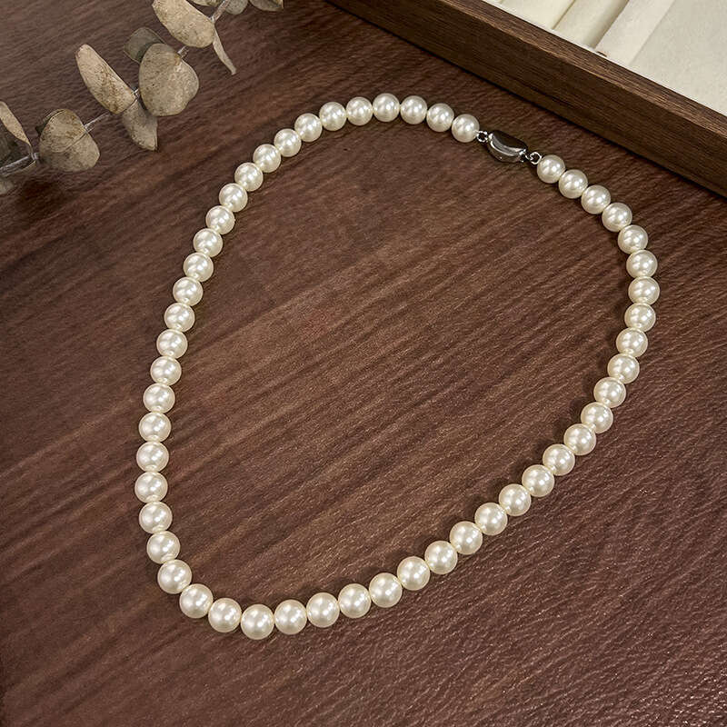 New Style Imitation Pearl Necklace Crystal Beads Fashionable Elegant Women's Glossy Versatile Jewelry E39