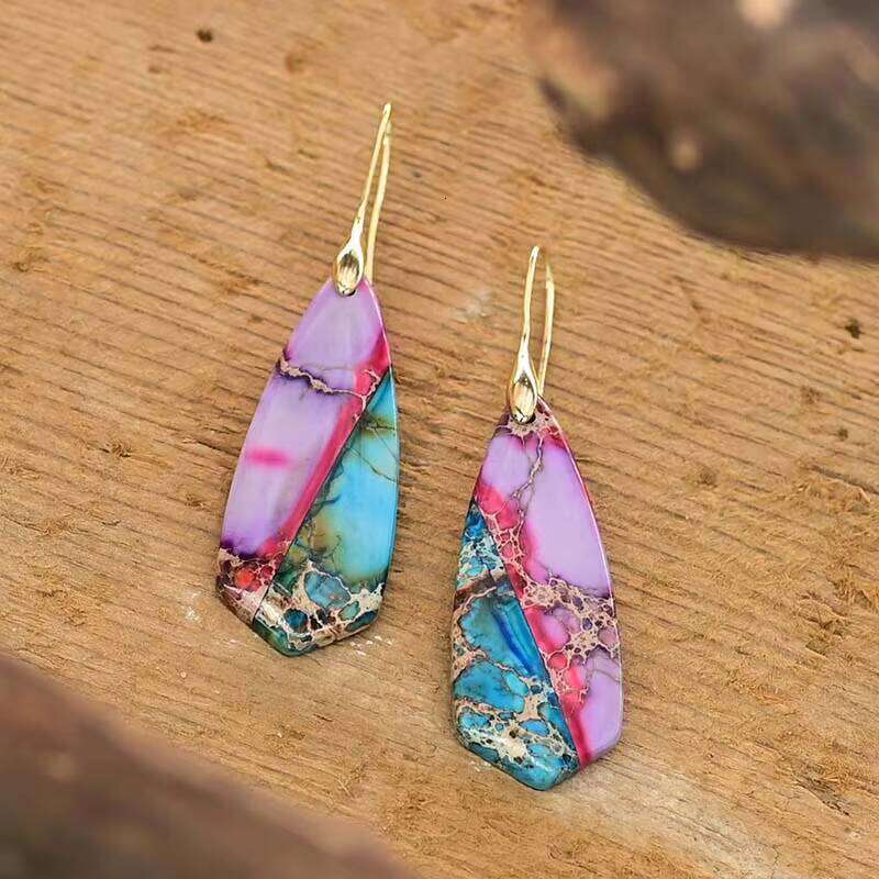 Gorgeous Women Arrow Shape Natural Stone bohemian Earrings