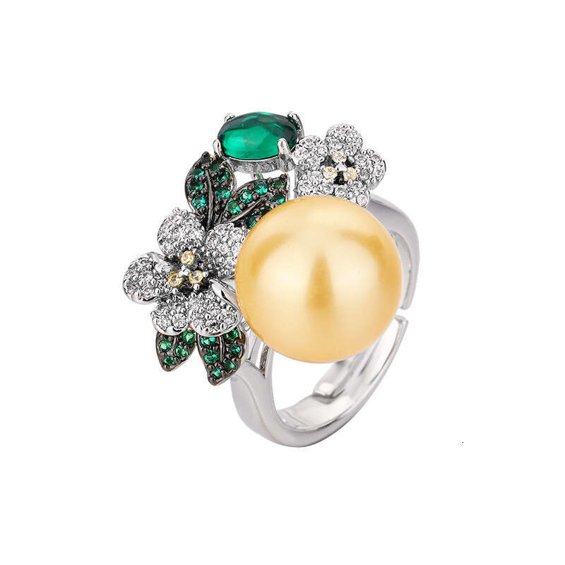Huayoumei Jewelry Fashion With Diamond Inlay White Flower Open Zircon Pearl Ring 9Fe