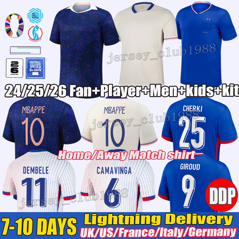 24 25 26 maillot france jersey MBAPPE fff soccer jerseys DEMBELE COMAN SALIBA KANTE Maillot foot equipe Maillots GRIEZMANN kids kit french football jersey