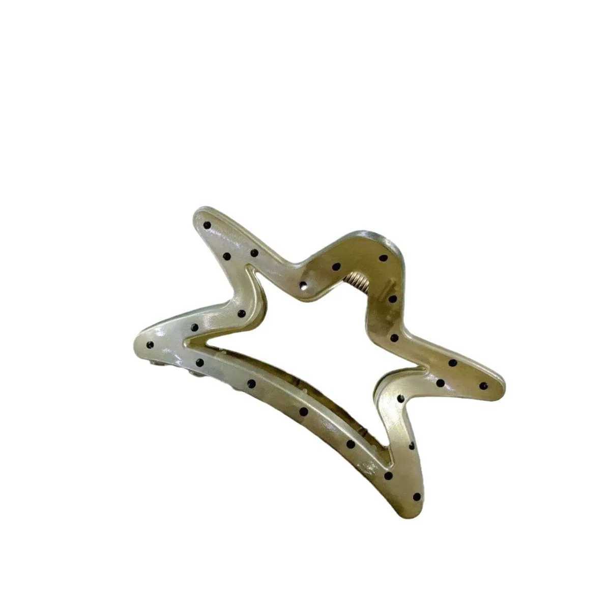 Vintage Black Point Dot Five-pointed Star Shark Hair Claw Horsetail Clip Clamp Barrettes Girl Women Acrylic Accessories Headwear Y250707