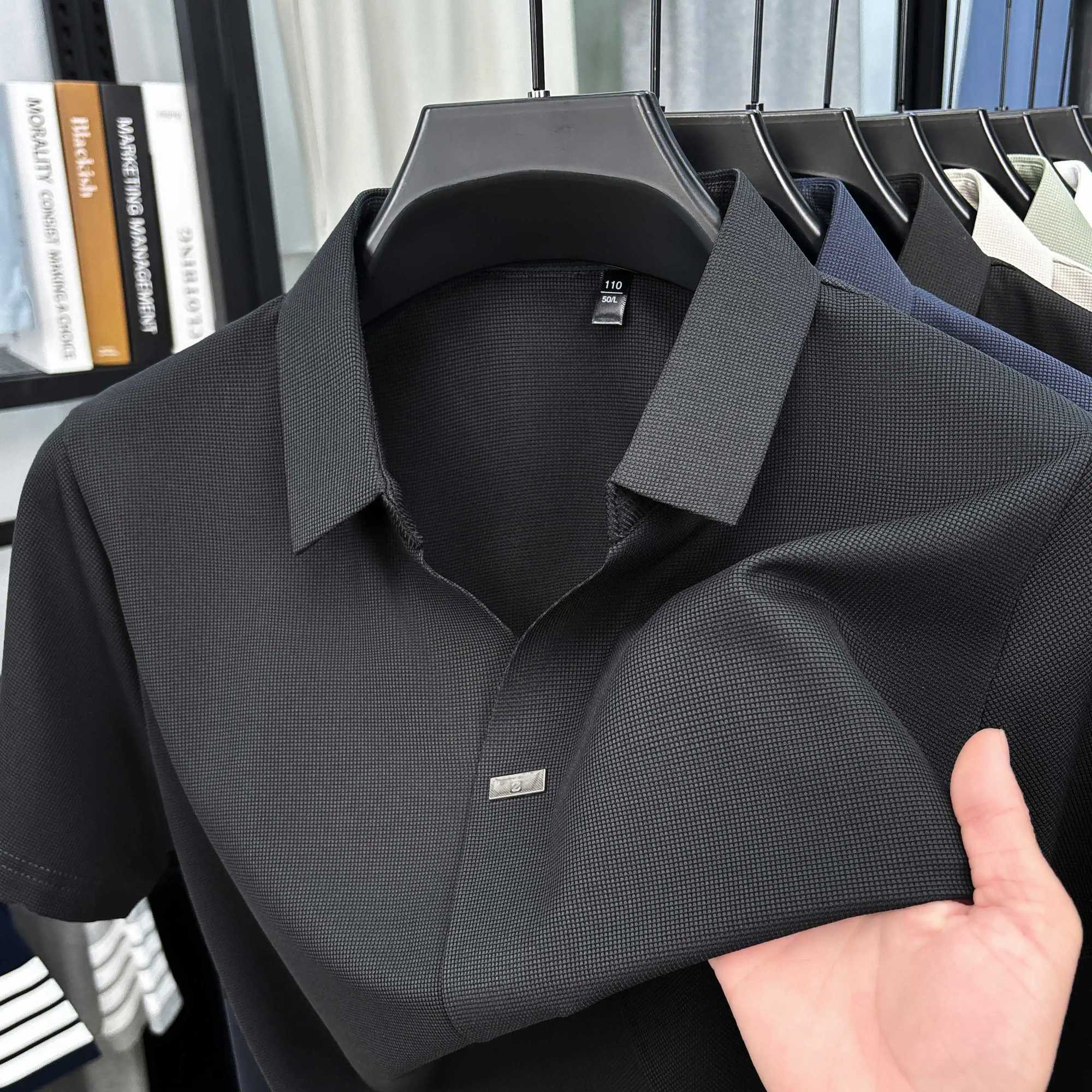 Summer New Solid Color Short-Sleeved Polo Shirt Mens High-End Casual Lapel Half-Sleeved T-Shirt Bottoming Shirt Y250707 Y250707
