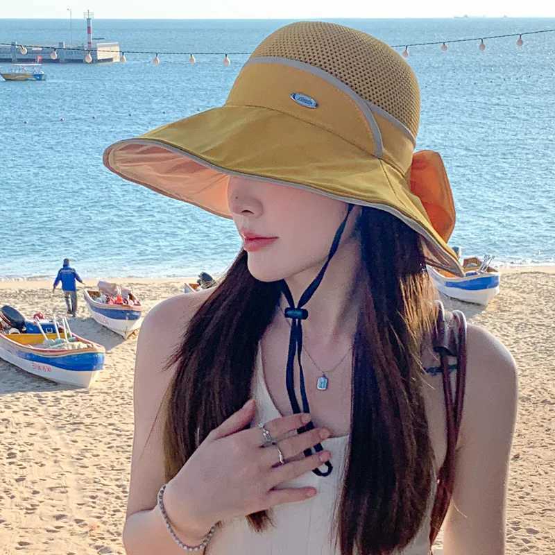 Bucket Hats for Women Summer Knitted Breathable Foldable Sun Hat Sun Protection Sunshade Korean Beach Hat New Travel Cap Y250707