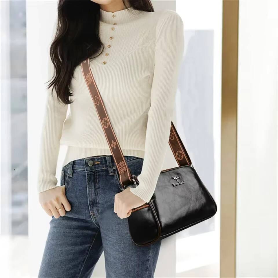 Women High Quality Soft Leather Shoulder Bags Luxury Designer Purses Crossbody Bag Ladies Vintage Messenger Commuting Sac A Main ddmynov