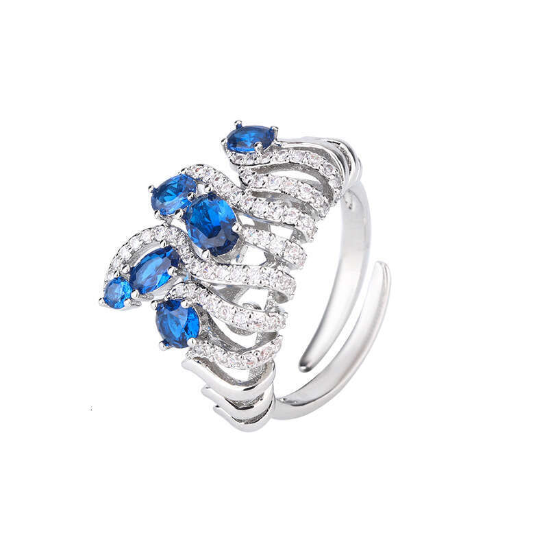 New Jewelry Ring Crown Design Purple Changing Blue Red Corundum Light Luxury High-End Women's Wholesale 9Ea