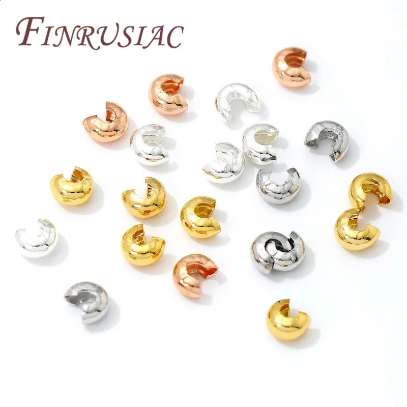 50100PcsLot Crimps Covers18K Gold Plated Crimp Bead CoversDIY AccessoriesJewelry MakingRound Covers End Beads 250625