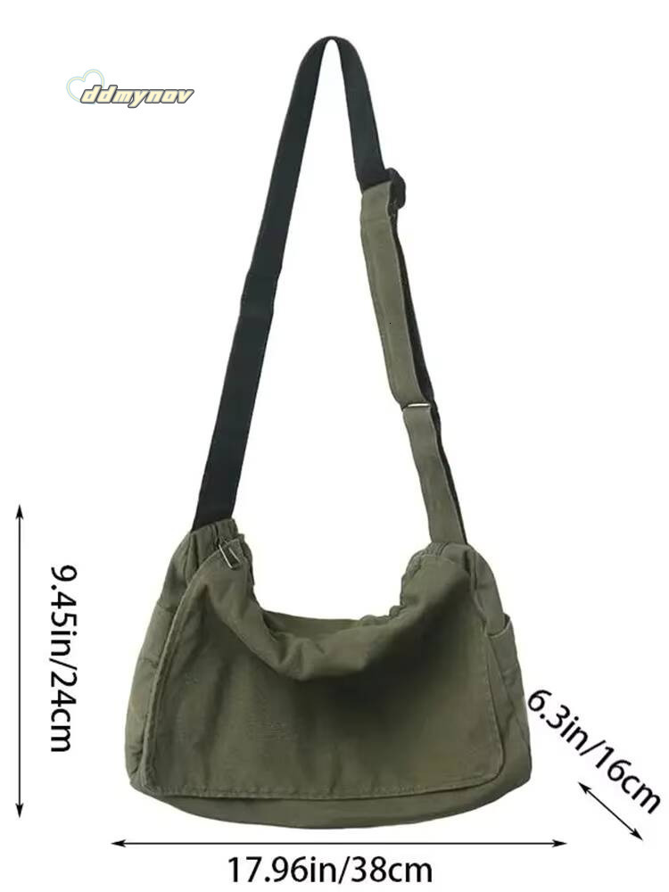 Large Capacity Canvas Simple Messenger For Women and Men Trendy Student Flap Shoulder Bag for High School or University ddmynov
