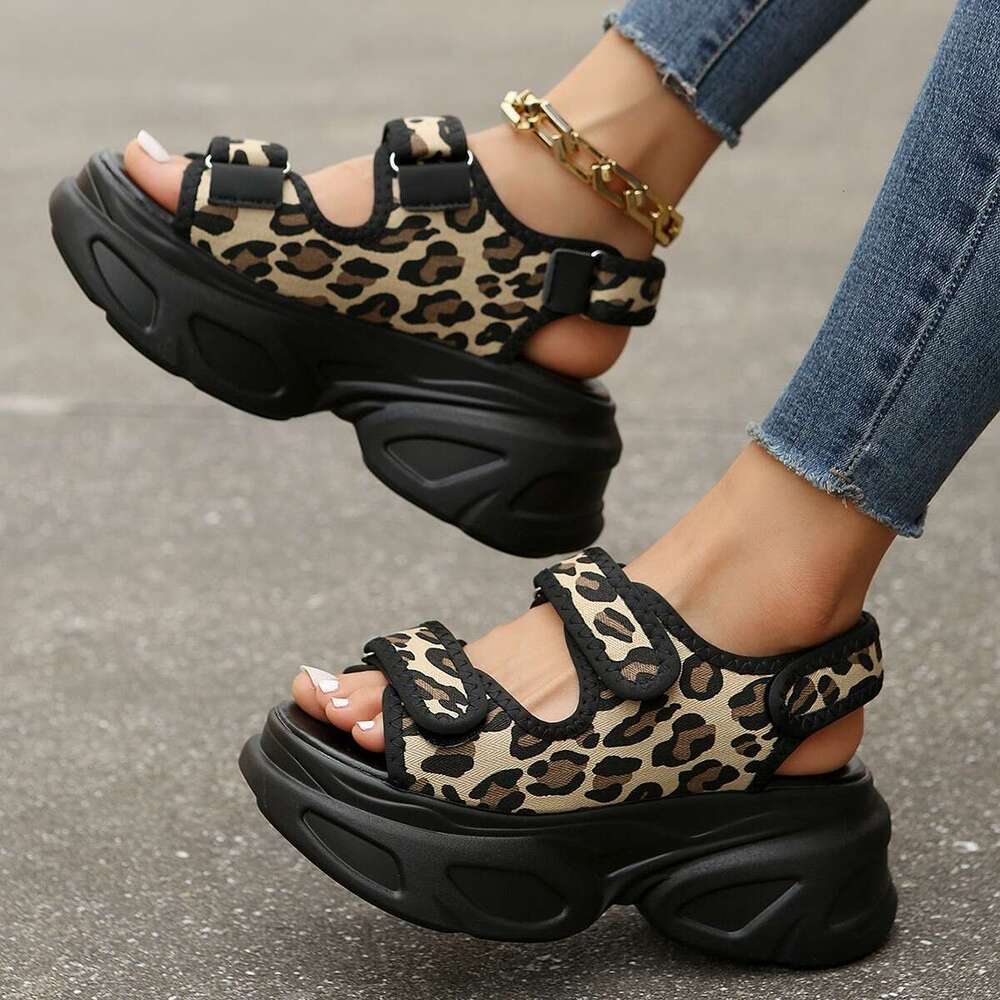 New Style Platform Magic Tape Large Size Thick Sole Sandals Denim Women's Shoes