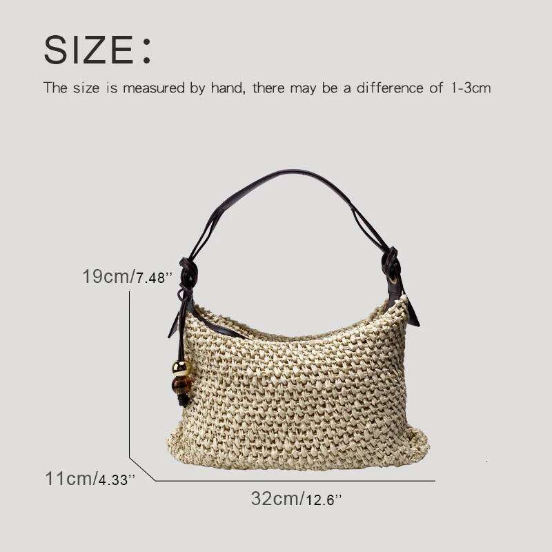 Bohemian Beach Straw Woven Bags For Women Designer Handbag And Purse 2025 New In Grass Beaded Ornaments Underarm Shoulder