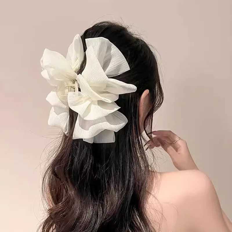 Women Elegant Three Layers Large Chiffon Bow Hair Claw Sweet Hair Decorate Headband Hair Claw Clip Fashion Hair Accessories Z250707
