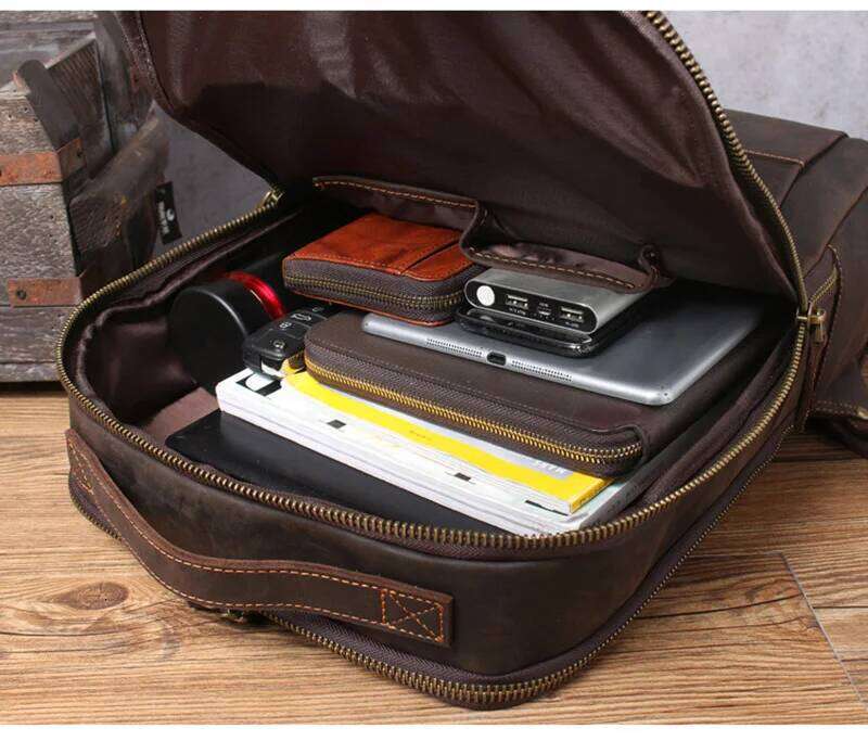 Vintage Crazy Horse Genuine Men Backpack Laptop Leather Daily Bagpack Male Rucksack Trave Hiking Knapsack Large