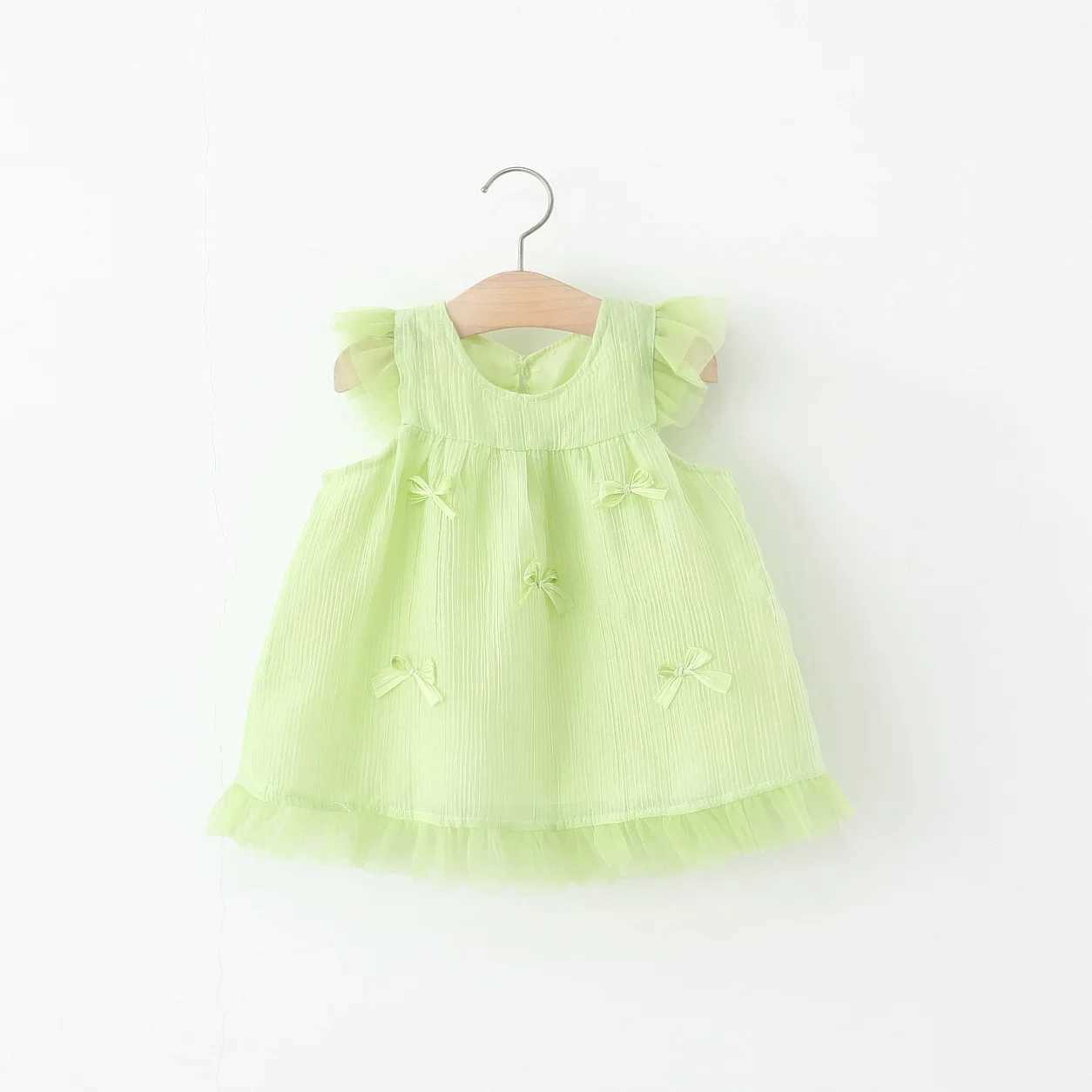 Baby Girl Summer Cotton Dress Full Print Bow Girl Dress Cute Little Fly Sleeves Girl Princess Dress Baby Clothing Girl R250707