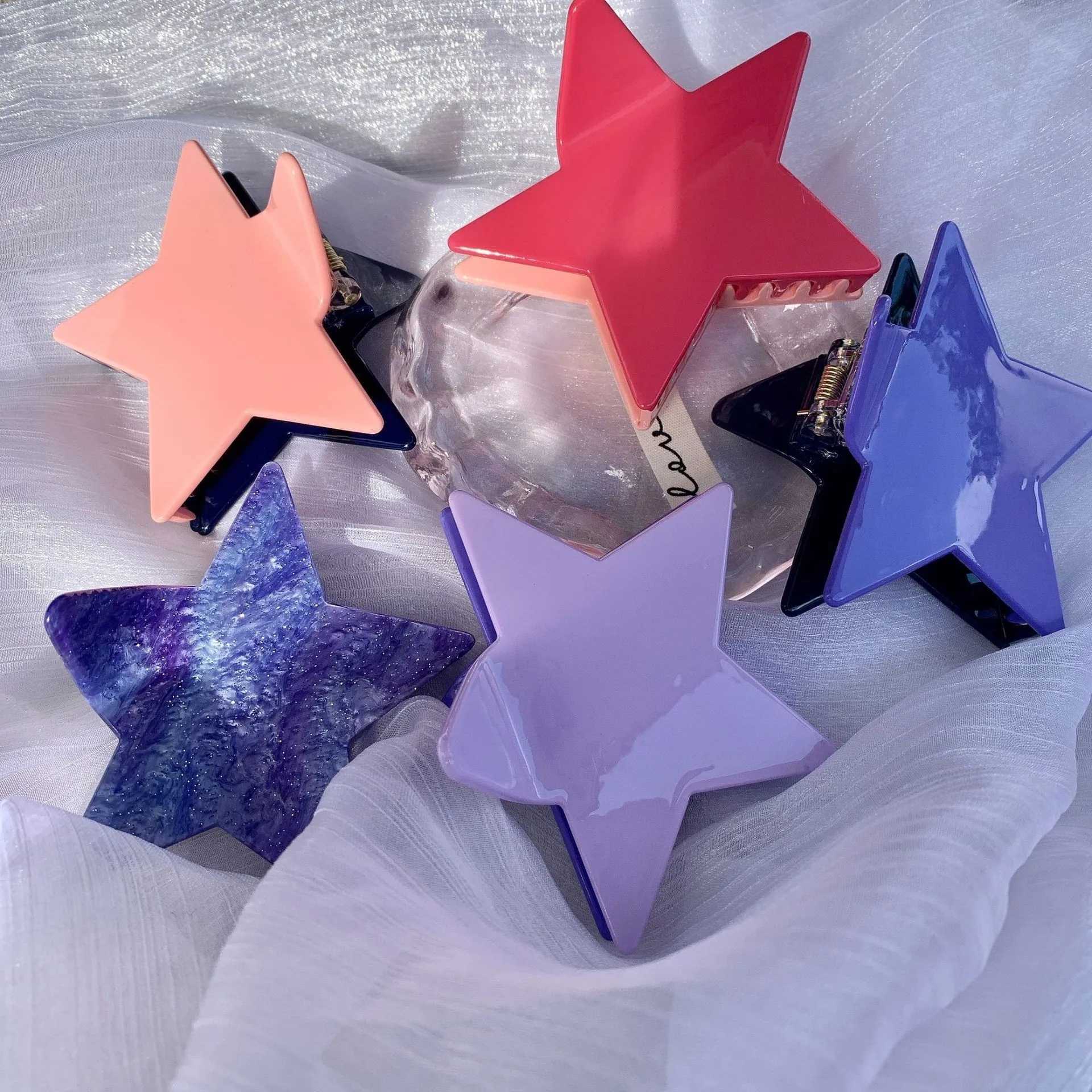 2K Star Hair Clips Acetate Hair Claw Clips Korea Large Claw Clip Cute Hair Claws Kawaii Hair Accessories For Girls Y250707