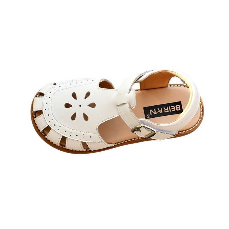 Genuine Leather Girls Fashion Sandals Close Toes Quick Dry Baby Boys Casual Sandals Summer Hollow Petals Kids Beach Shoes R250707