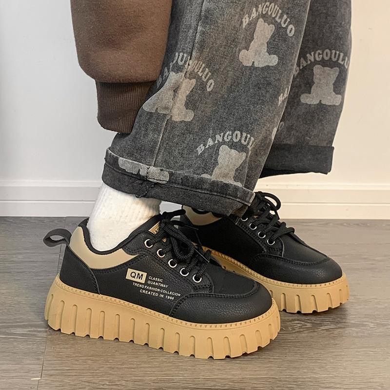 Free shipping designer Thick soled white shoes, popular in spring 2025, versatile biscuit shoes, niche casual board shoes khaki