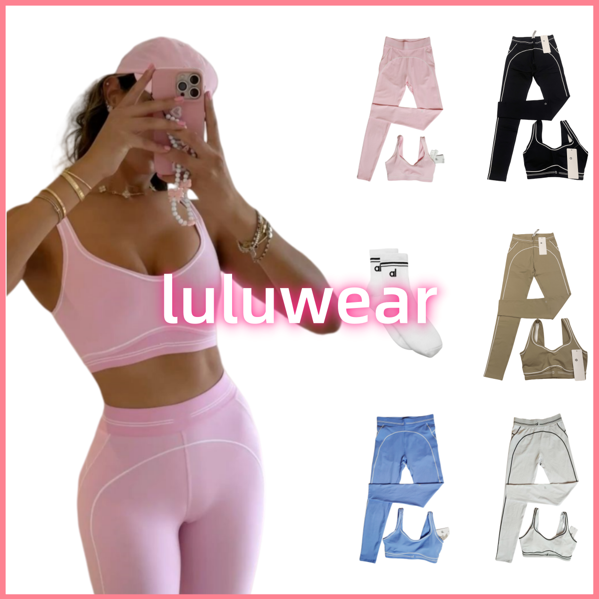 2025 FREE SHIPPING Yoga sets Sports Heart Throb Bra+Leggings High End White Striped Low Back Dance Yoga Outfits Summer alosetly women clothes sets