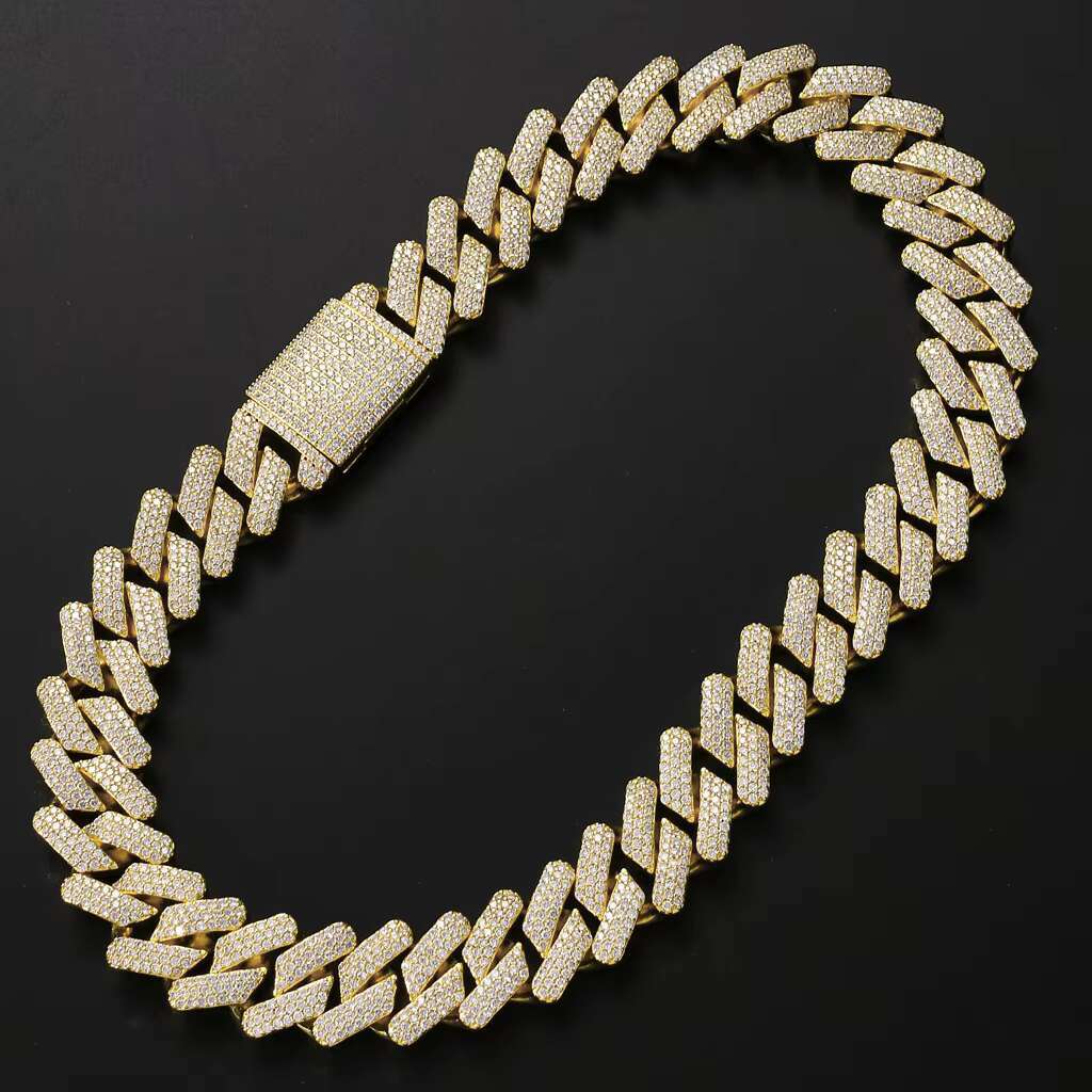 Custom Hip Hop Men Jewelry 925 Sterling Silver Cuban Link Chain Jewelry Necklace VVS Diamond Moissanite Diamond Cuban Chain
