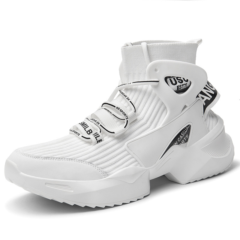 Men's Winter Fleece - lined Fly - woven Dad Shoes, Thick - soled Inner - heightening High - top Sock Boots, Casual Sports Warm and Stylish Shoes