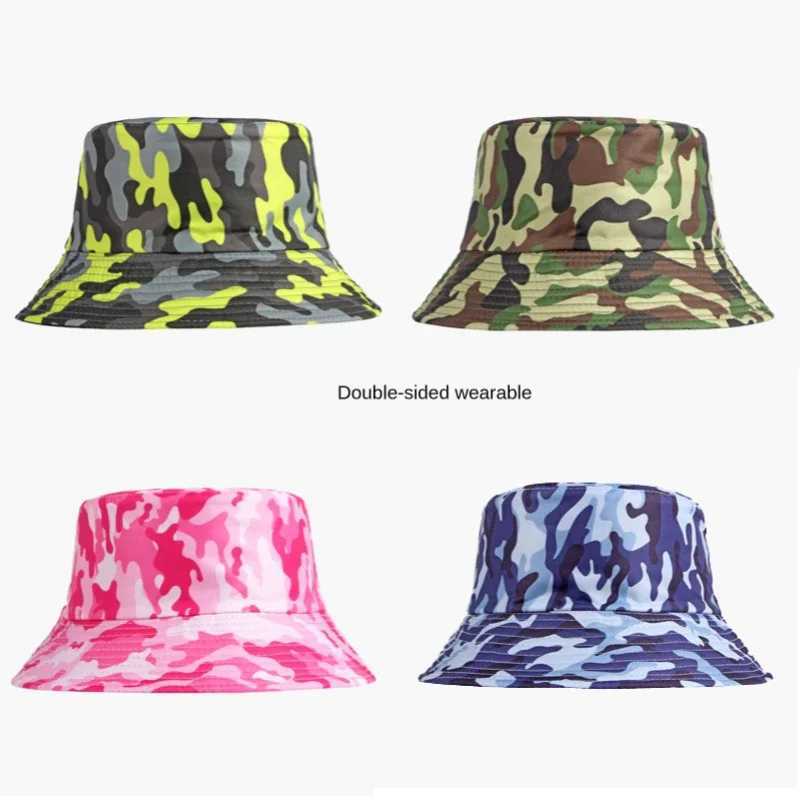 Spring and Summer Sunshade Bucket Hat Beach Fisherman Cap Womens Outdoor Hats Mens Camouflage Basin Panama Caps Y250707