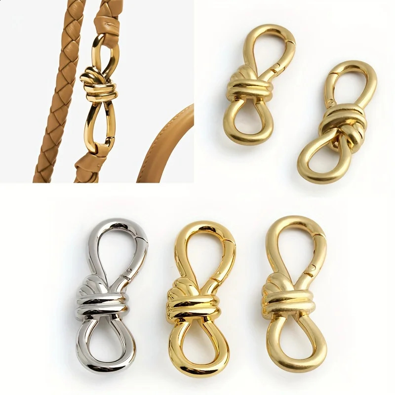 2PCS 74mm Womens Tote Bag Metal Twist Spring Ring Lobster Clasp Shoulder Bag Shoes Clothes Knot Decoration Keychain 250630