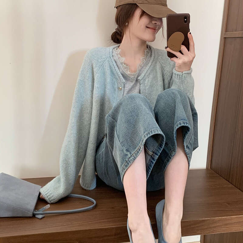 Sweet Style Lace Trim V-Neck Short Sleeve T-Shirt For Women Summer New High-End Loose Versatile Solid Color Top B5