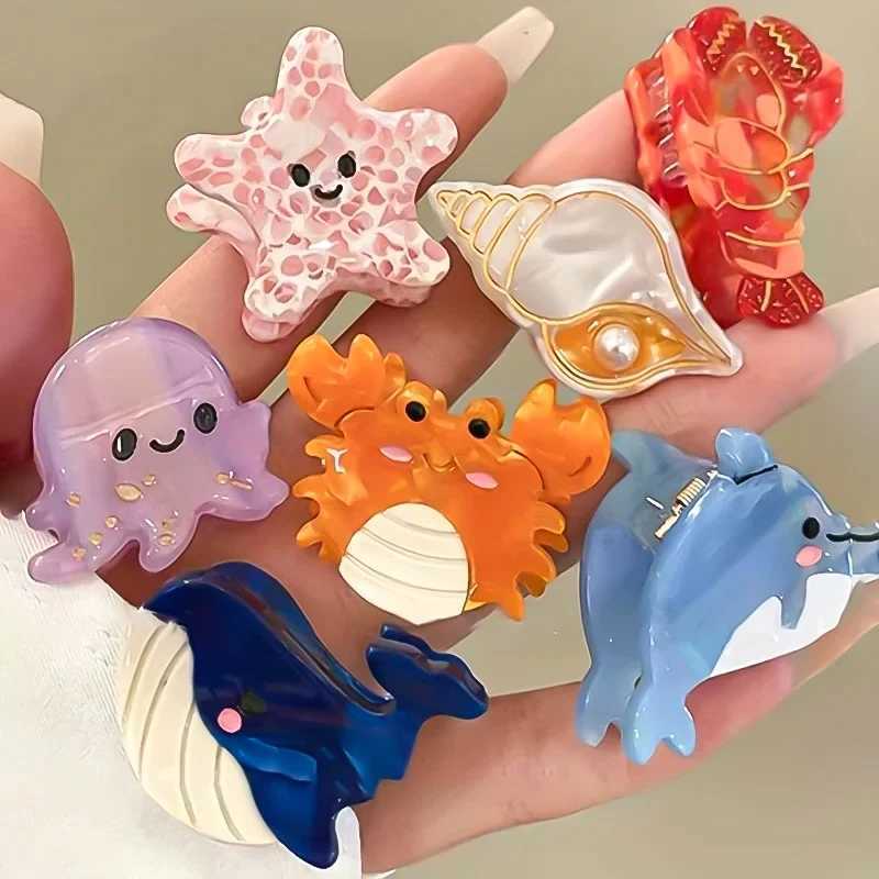 Acetate Ocean Animal Hair Clips for Women Non-Slip Summer Beach Accessories Crab Starfish Whale Multi-Pack Gifts Z250707