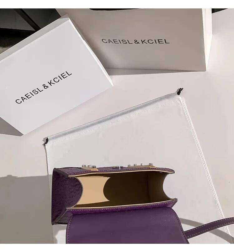 Fashion Purple Dots Wooden Handheld Square Textured Women Handbag High Quality Clutch Purse Messenger Bag
