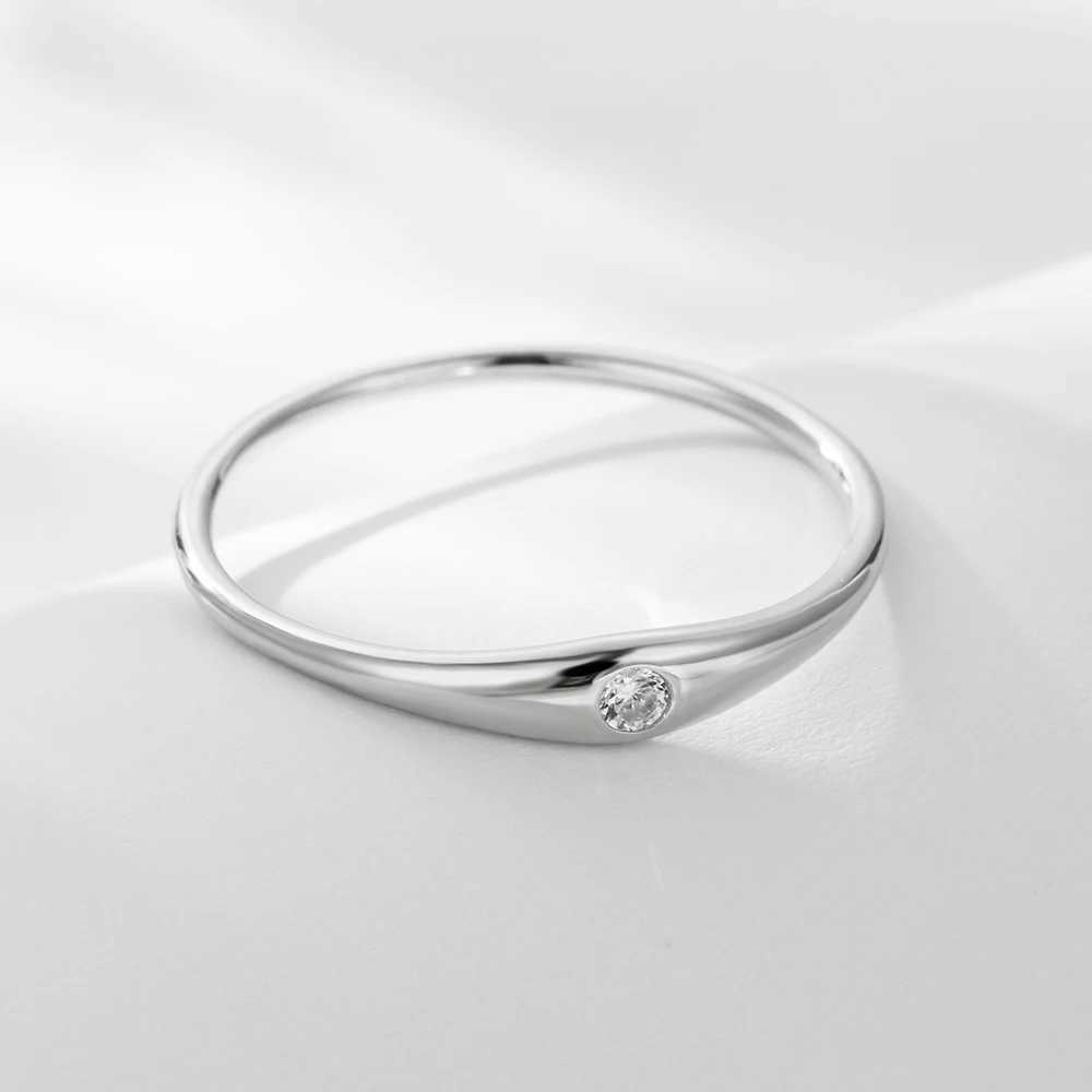 Simple Fashion Sterling Silver 925 Jewelry Ring Fine Rings Plain Single Zircon Finger Rings Jewelry Women Gold Plated XJ250707