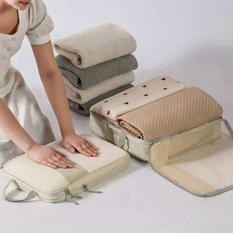 Storage Compressible Packing Cubes Carry on Travel Suitcase Lage Organizer Foldable Waterproof HandbagTravel Bag