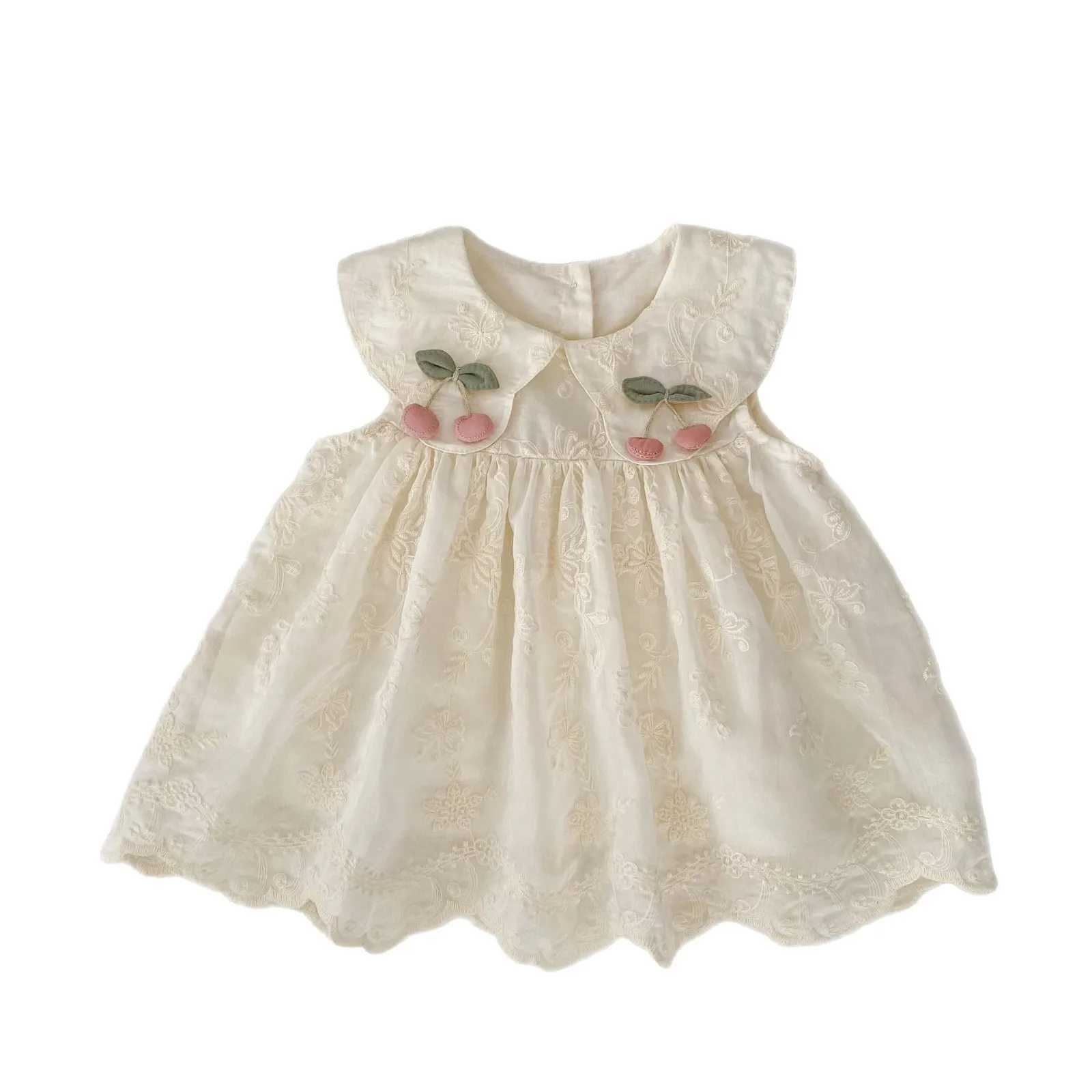 New Summer Dress for Girls Sweet Flower Embroidered Princess Skirt Lotus Leaf Edge Sleeveless Tank Top Skirt for Baby Girls R250707