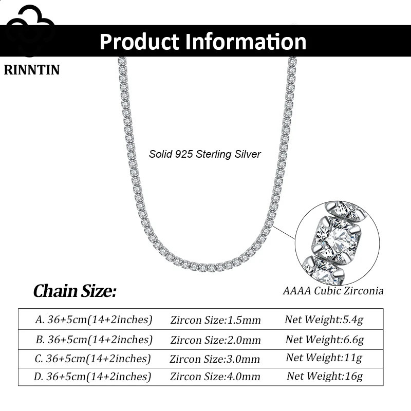 925 Sterling Silver Womens Tennis Necklace Sparkling Round Cubic Zirconia for Women Neck Chain Jewelry SC45 250707