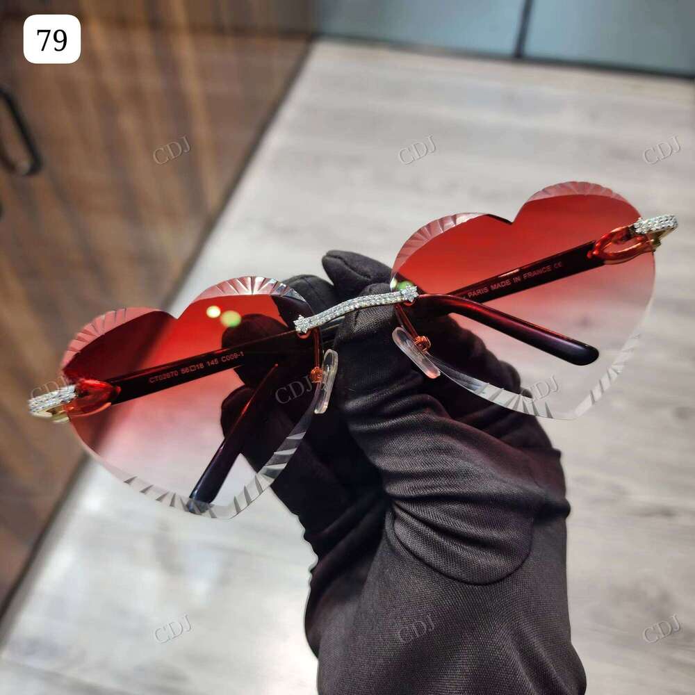 New Arrival Girl's Heart Fashion VVS1 Silicon Stone Hip-Hop Full Iced Sunglasses