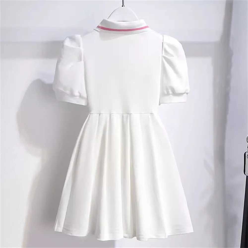 Kids New Short-Sleeved Dress Fashion Girls Skirt Small Fragrant Wind Sweet Pleated Princess Dress Casual Childrens Clothing R250707