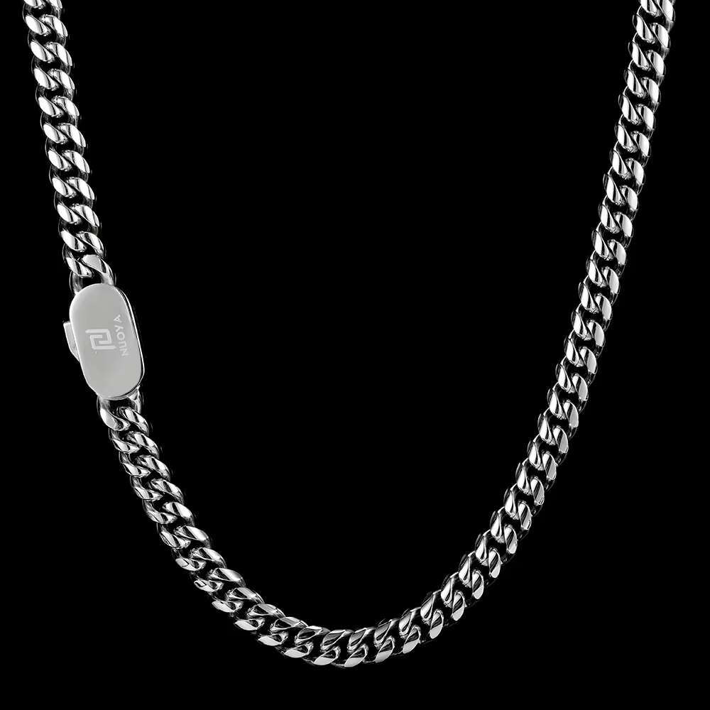 NUOYA 8mm Hip Hop Cuban Link Necklace Jewelry Customizable PVD Plated Stainless Steel Necklace for Men