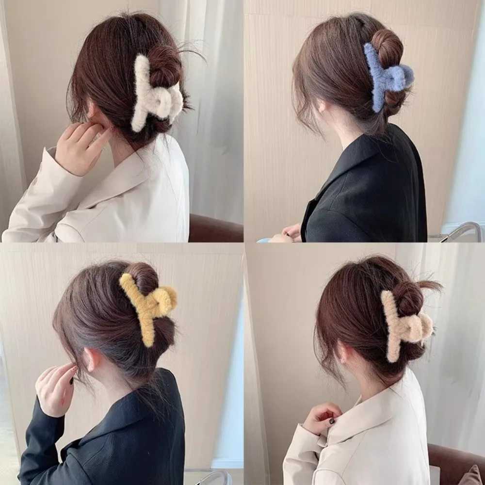 Winter Faux Fur Hair Claws for Women Elegant Acrylic Crab Barrette Hairpin Girls Hair Accessories Furry Headwear Hair Claw Clip Z250707