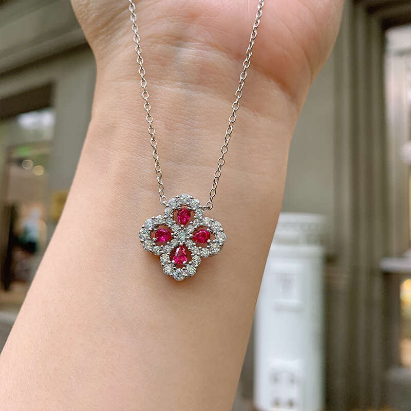 Gold-Plated Copper Necklace And Faux Red Square Bracelet Mother's Day Gift Gemstone Jewelry Set For Women Aa6