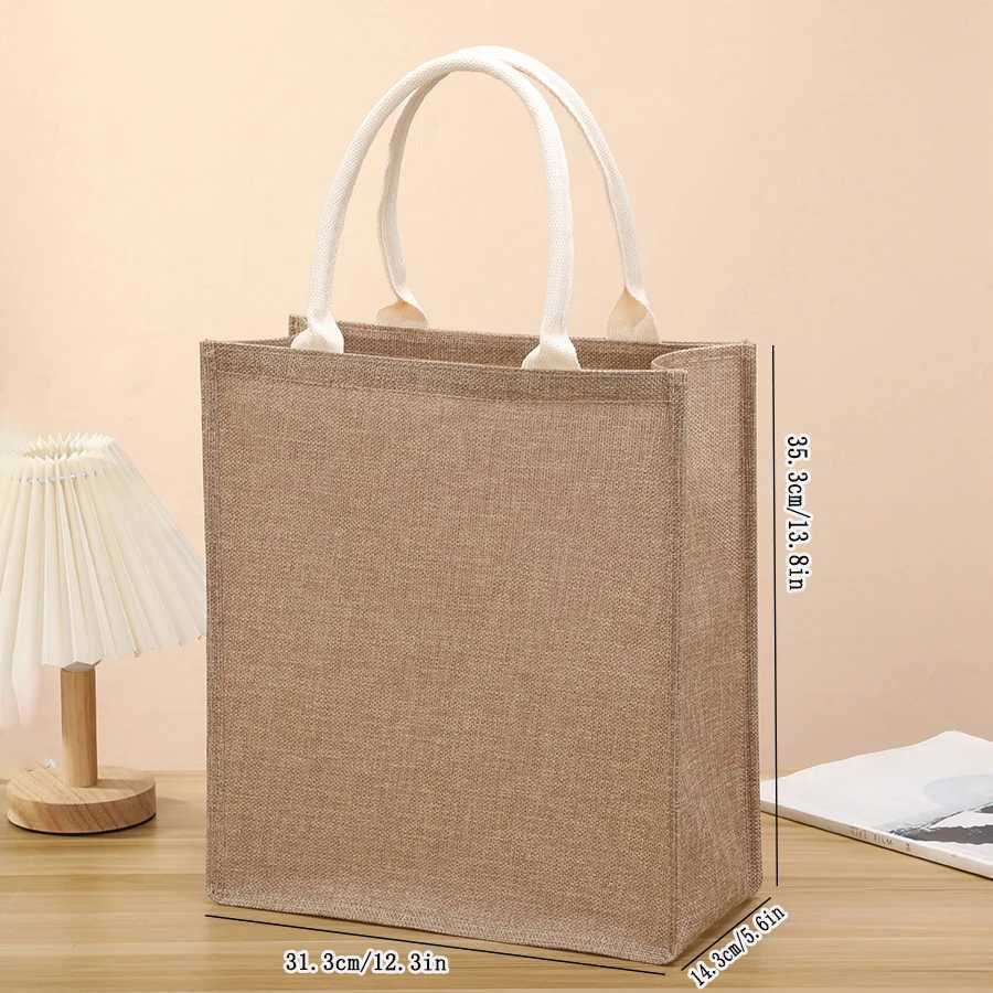 Simple solid color imitation linen mens tote bag large capacity reusable shopping bag able multi-functional handbag