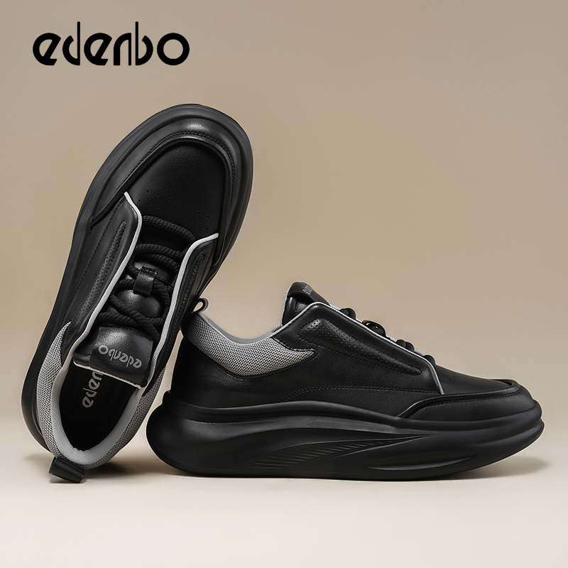 Edenbo thick-soled white shoes men's 2025 new spring fashion simple soft-soled sports casual trendy shoes