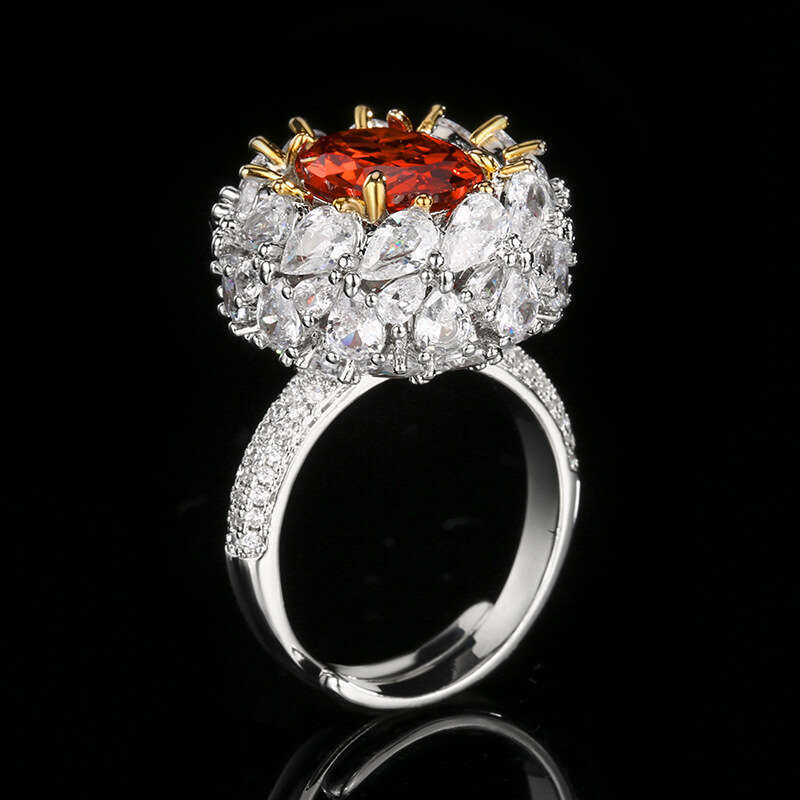 Huayoumei Jewelry Zircon Pink Yellow Diamond High-End Fashion Open Ring For Women Wholesale E3e