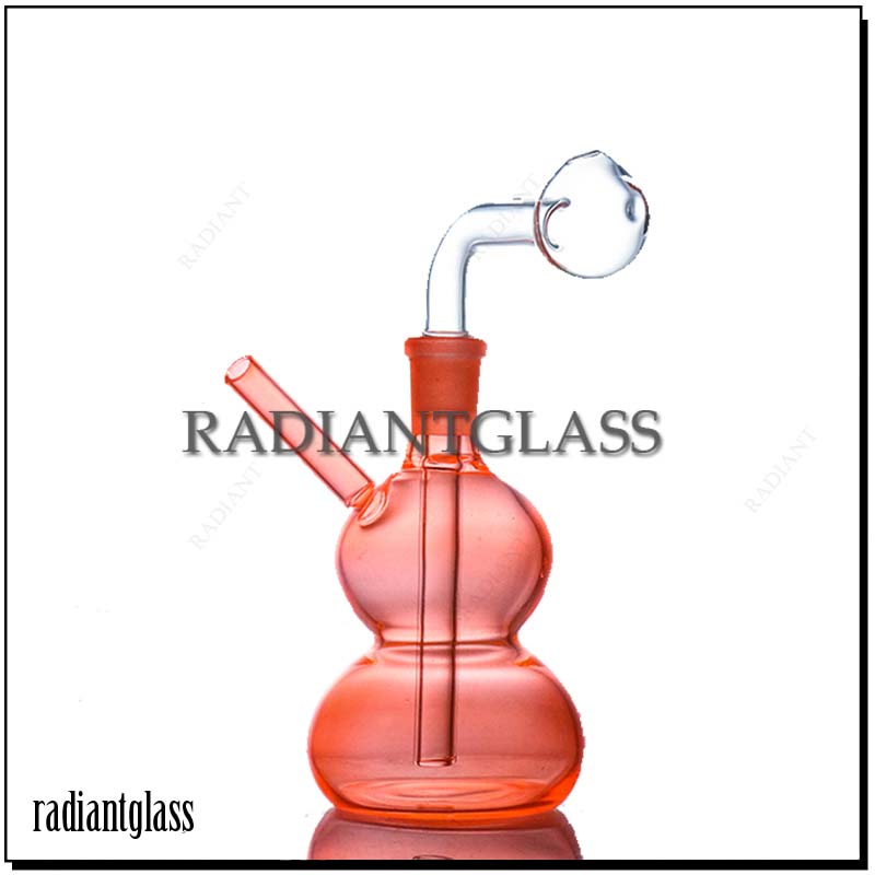 Hookahs Glass oil burnder bong new style smoking bubbler Pipes dab rig Little bong Unique And Exciting Gourd little bong Mix color