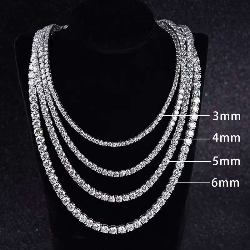 Custom 5mm 925 Sterling Silver Diamond Tennis Chain VVS Moissanite Tennis Chain Necklace